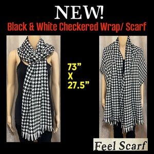 Black/ White Checkered Wrap Scarf